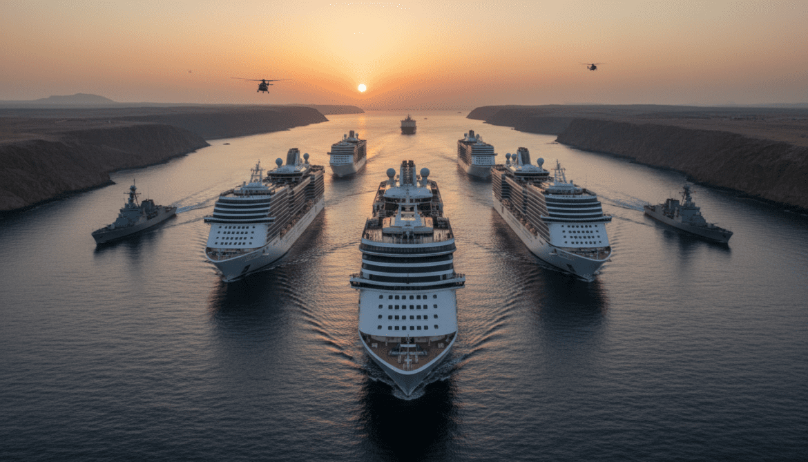 Cruise ships transit Strait of Hormuz in convoy toward Europe
