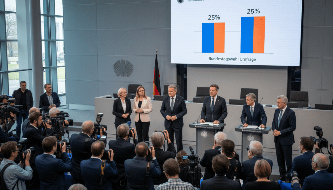 German Bundestag polls find Union and AfD tied near 25 percent