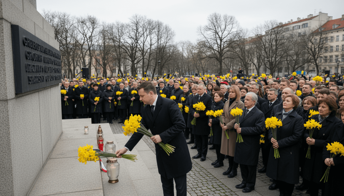 Warsaw commemorates 83rd anniversary of Ghetto Uprising with yellow daffodils