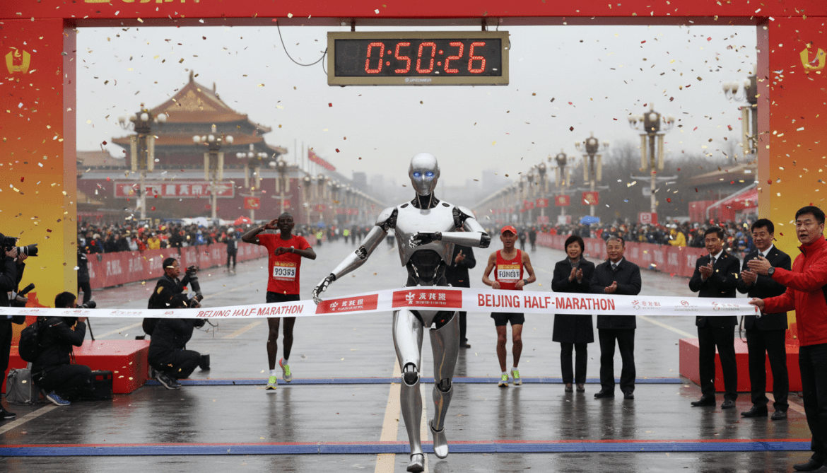 Humanoid robot wins Beijing half‑marathon in 50:26, faster than human world record