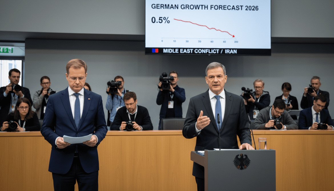 German government cuts 2026 growth forecast to 0.5 percent amid Iran war