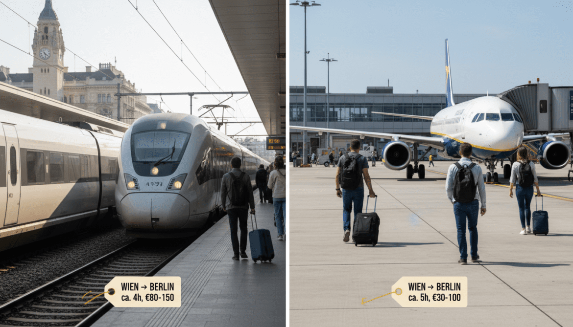 Vienna to Berlin travel options compared for time and price