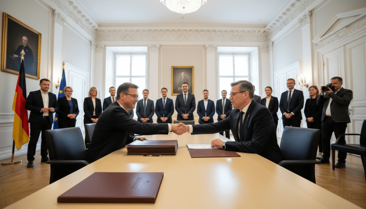 CDU and SPD agree coalition pact shaped by CDU while SPD retains finance ministry