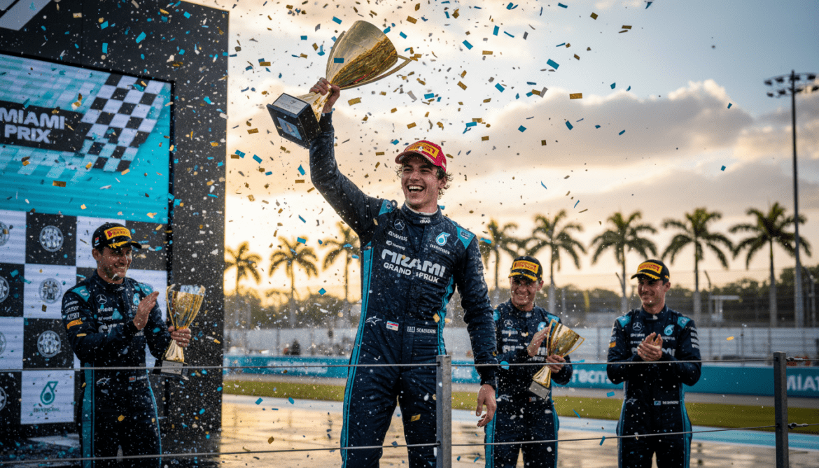 Kimi Antonelli wins Miami Grand Prix and becomes youngest championship leader