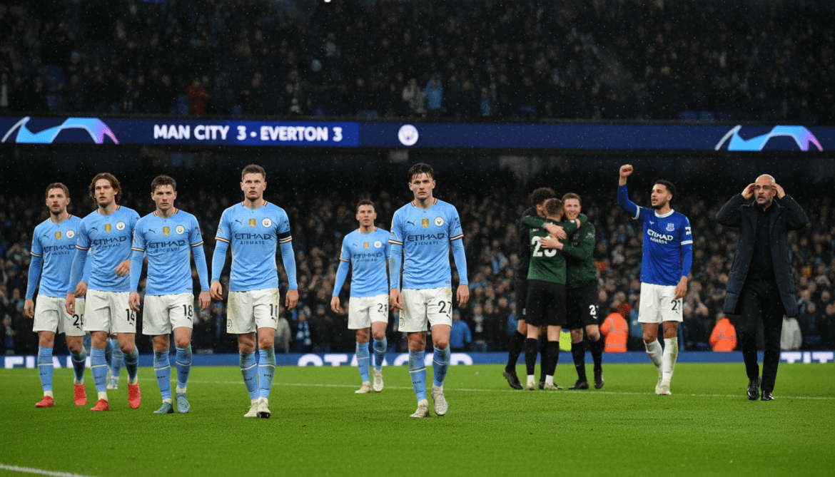 Manchester City drop key title points after 3-3 draw with Everton