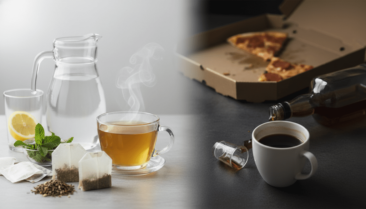 Alkaline water and herbal teas may ease heartburn as coffee, alcohol worsen