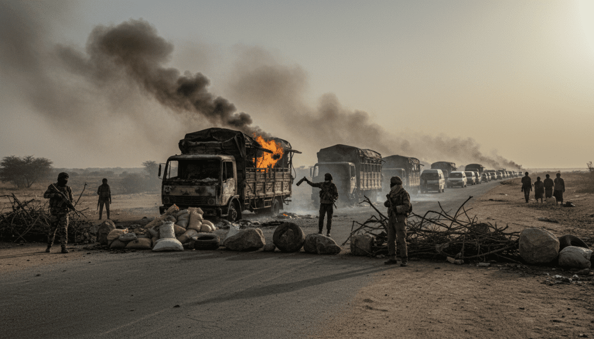 Al-Qaeda-linked fighters torch food trucks, blockade Bamako supply routes, worsening hunger