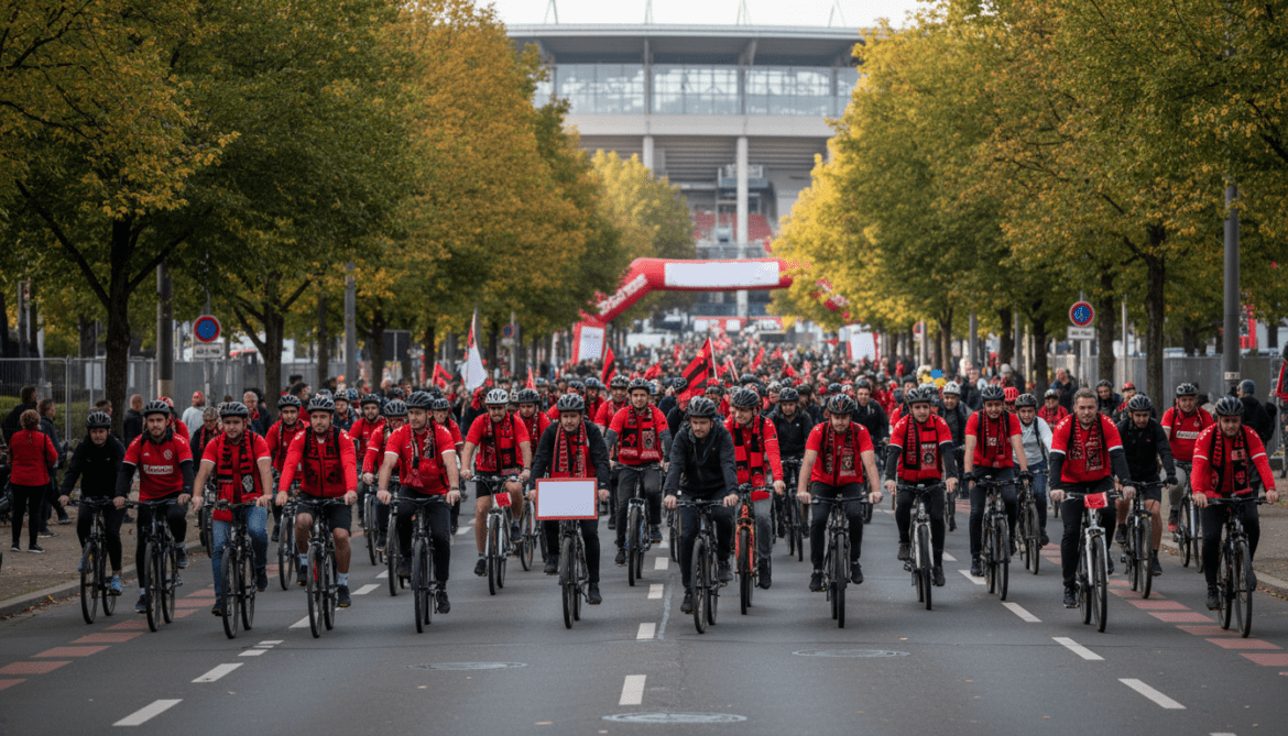 Freiburg football fans cycle to stadium as sponsor announces matchday donations