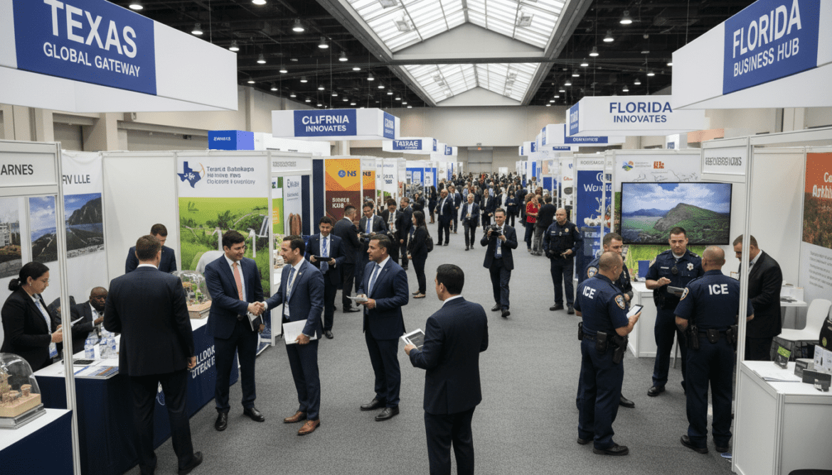 US states woo global investors at fair despite tariffs and ICE raids