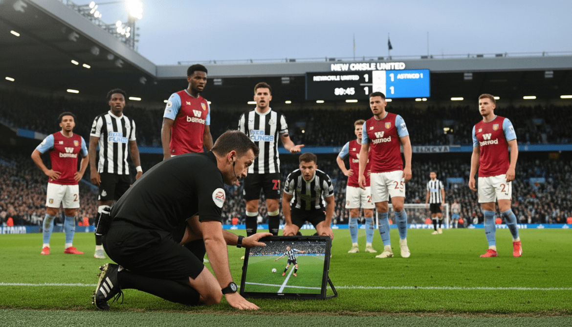 VAR review controversy as referee inspects Callum Wilson equaliser on tiny monitor