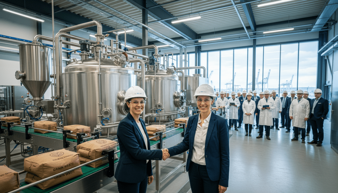 Traceless opens Hamburg plant to produce compostable bioplastic from grain waste
