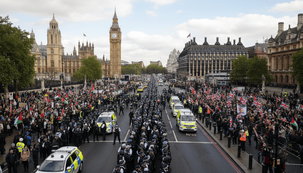 London police deploy 4,000 officers as Nakba and Robinson marches coincide