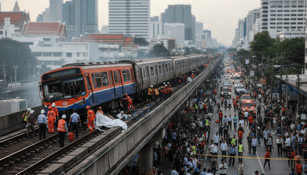 Bangkok rail crash kills at least eight after bus stalls on track