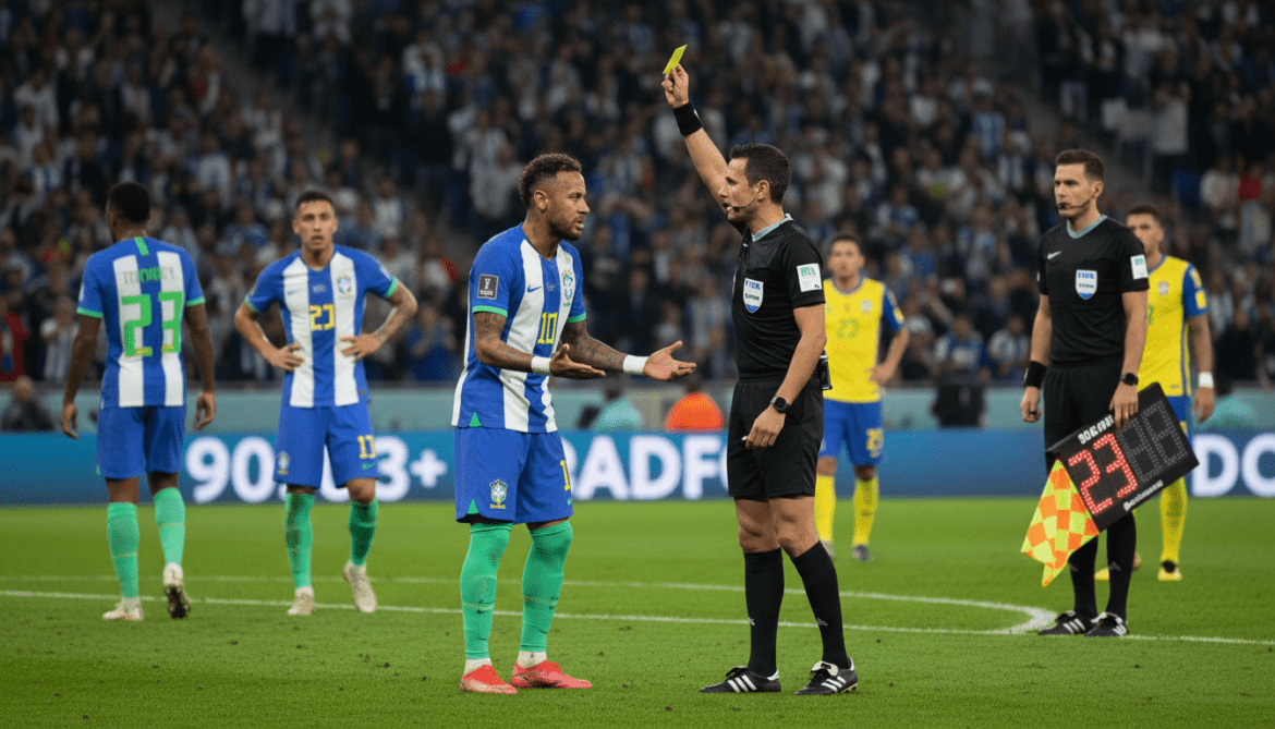 Neymar receives yellow card after fourth official substitution blunder