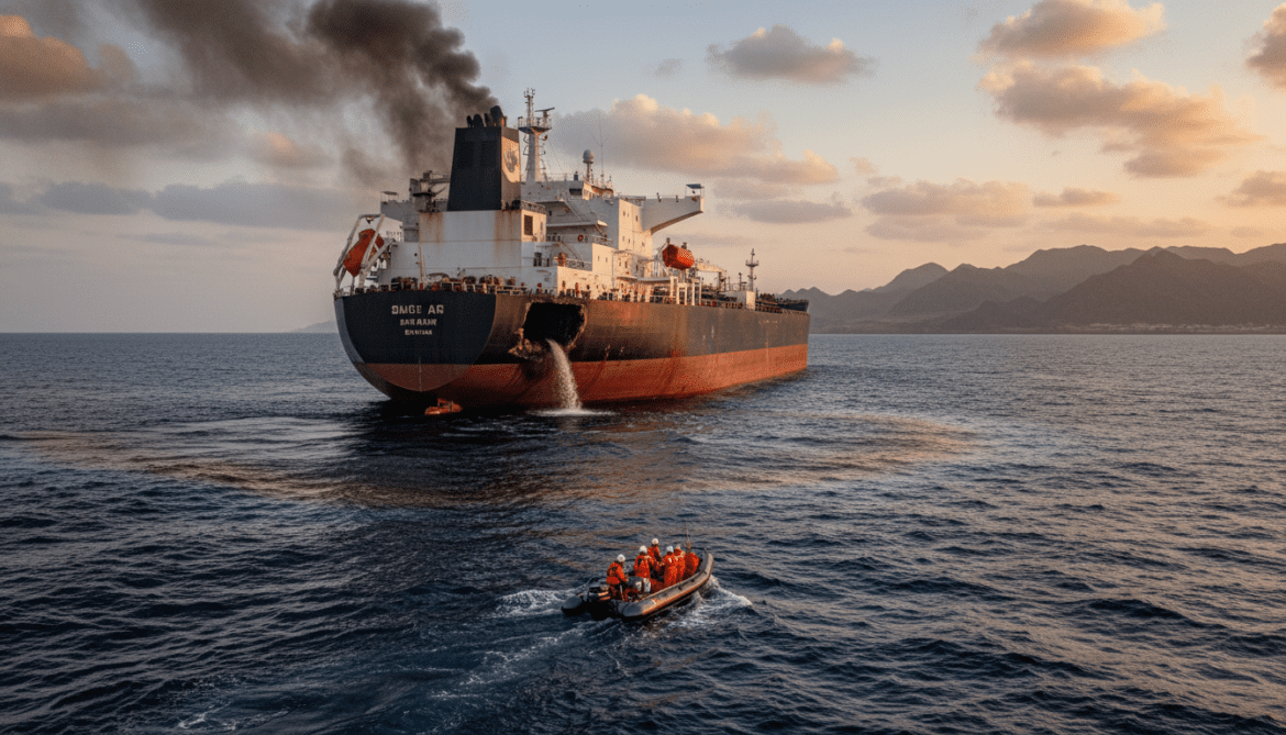 Tanker off Oman sustains external explosion and fuel leak, crew safe