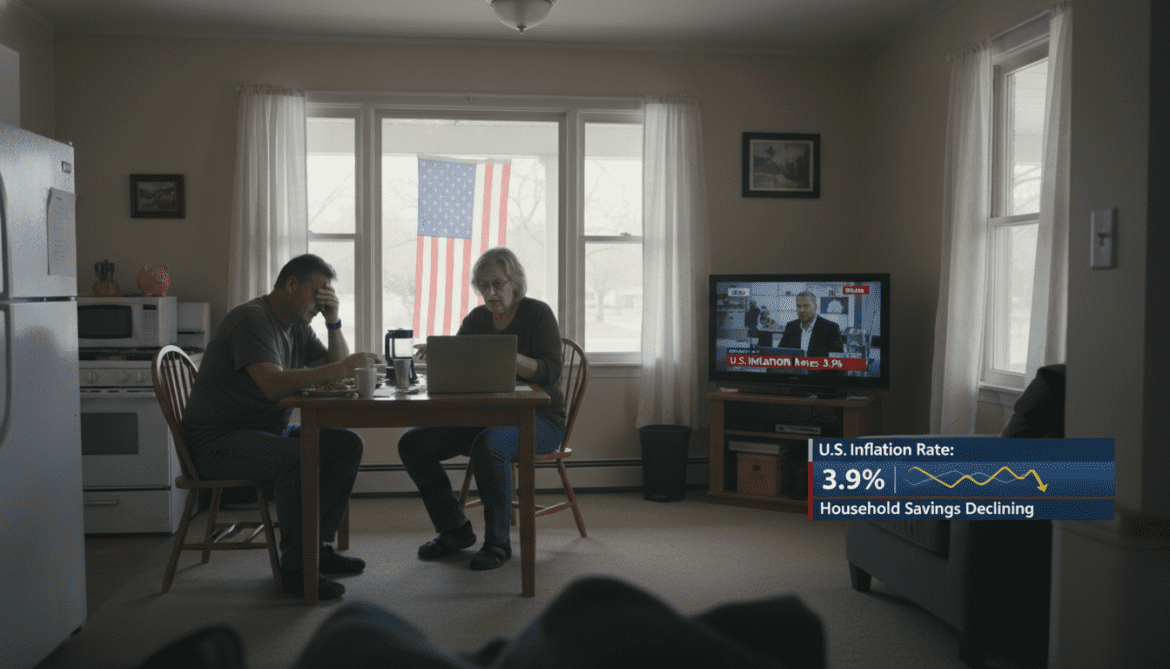 US economy weakens as inflation nears 4 percent and savings fall
