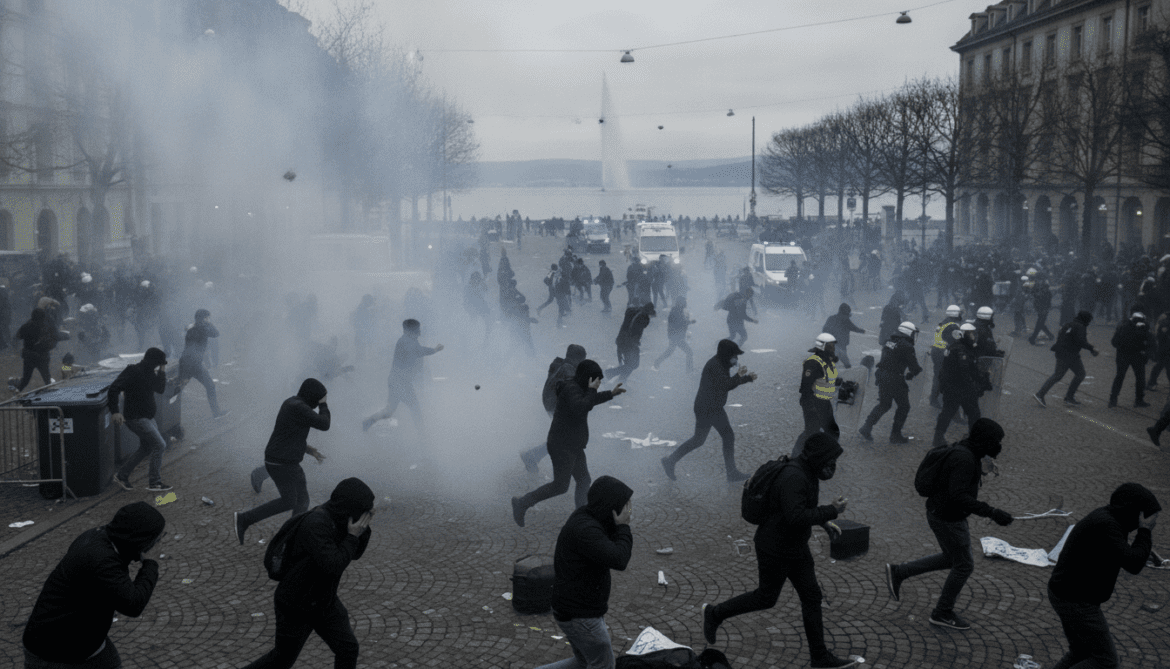 Geneva G7 protest escalates into violence as police use tear gas