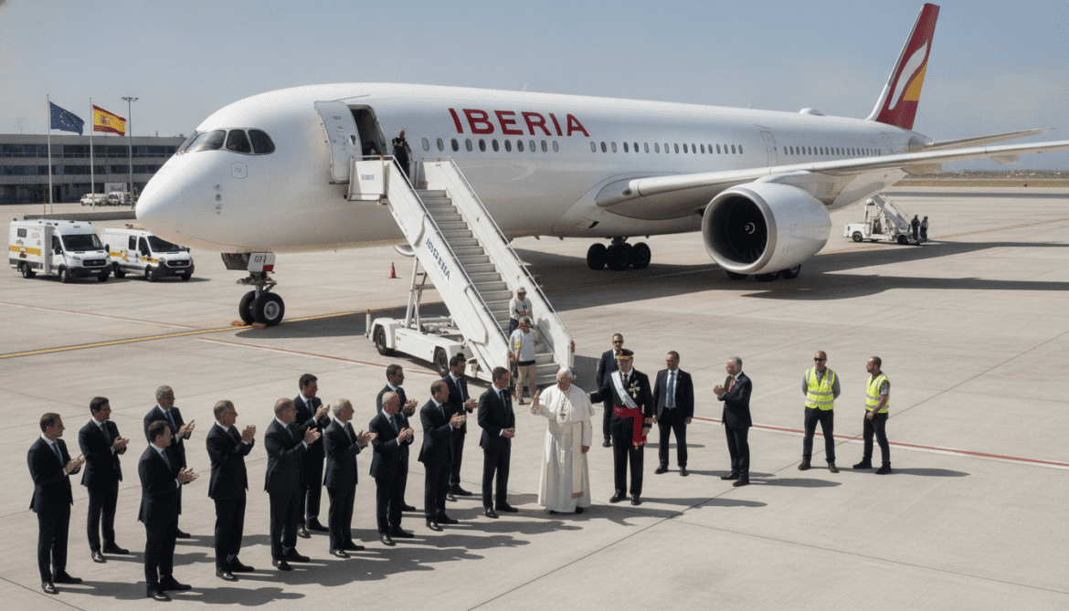 Pope Leo XIV disembarks in Tenerife after Iberia engine fault, King escorts