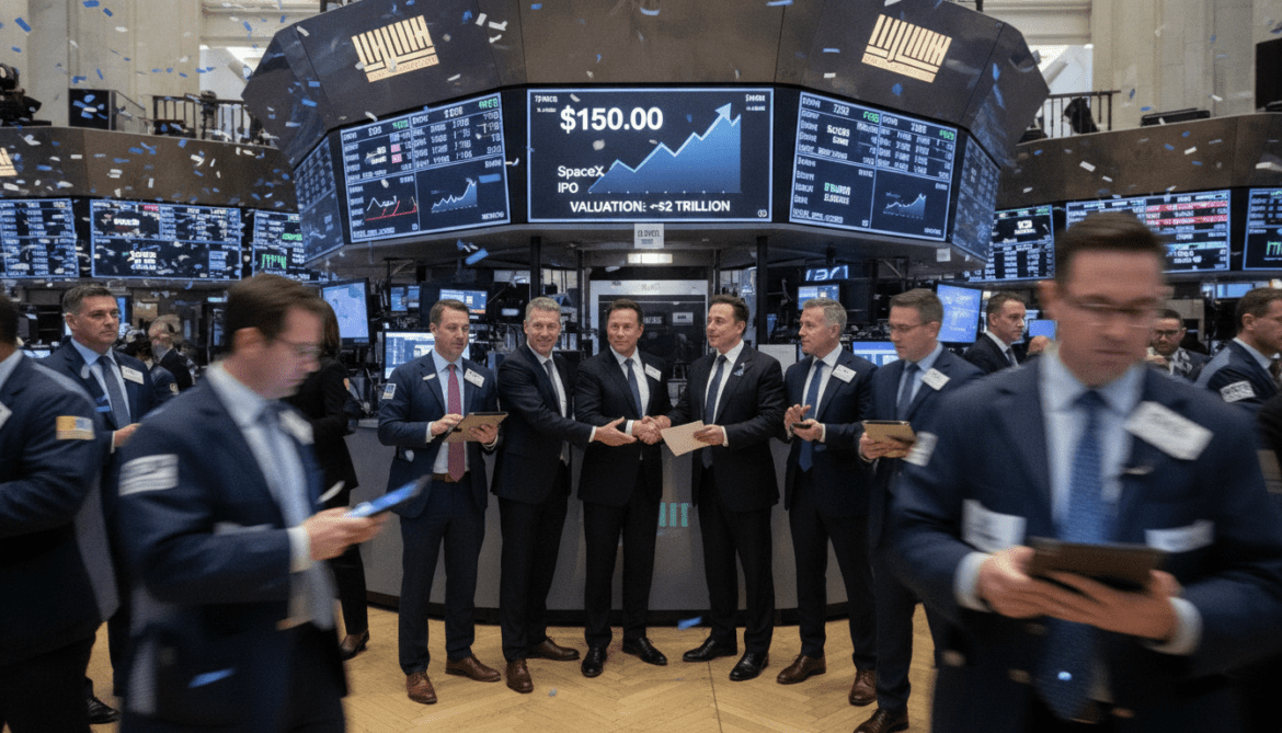 SpaceX launches historic IPO opens trading at $150 valuing near $2 trillion
