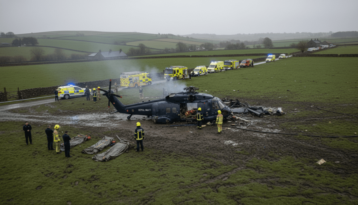 Helicopter crash kills three Royal Navy crew during Devon training exercise