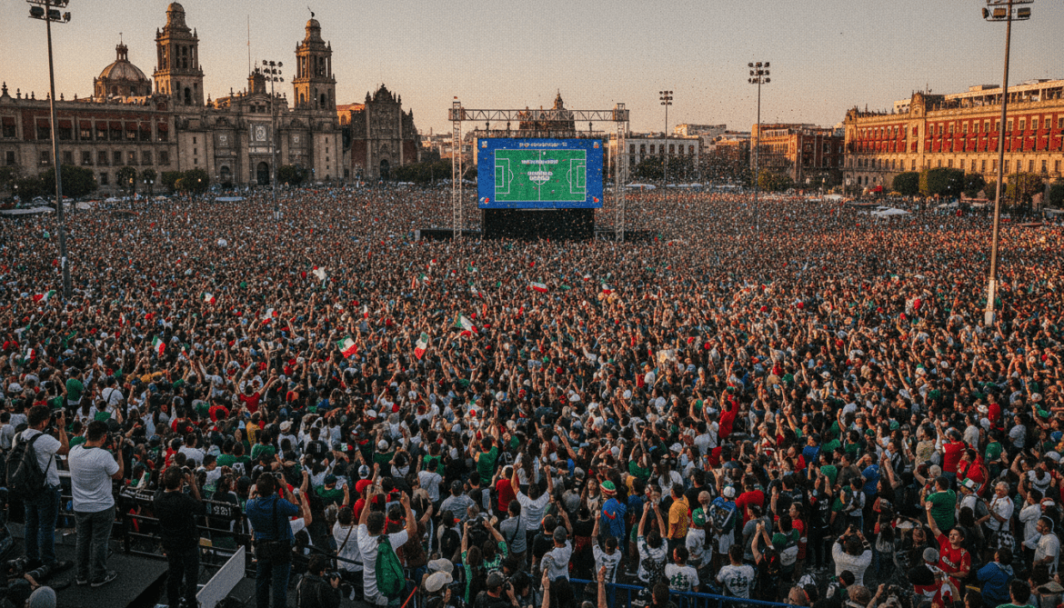 Mexico City Zocalo Packs In Fans Ahead of World Cup Opener