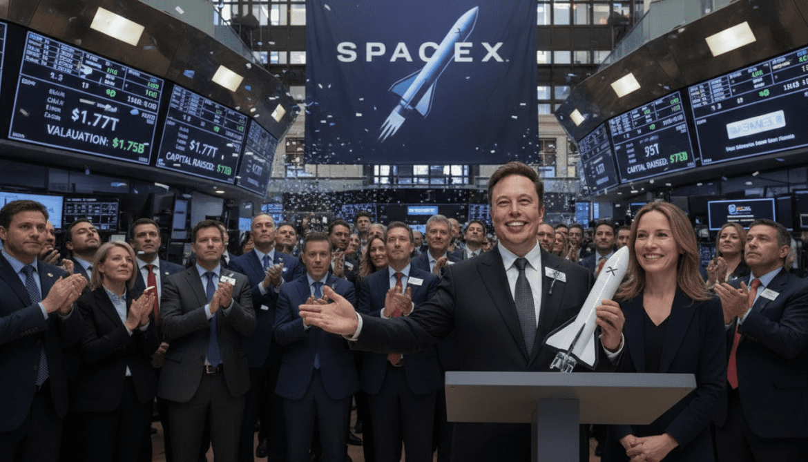 SpaceX IPO debuts at $1.77 trillion valuation, raises record $75 billion