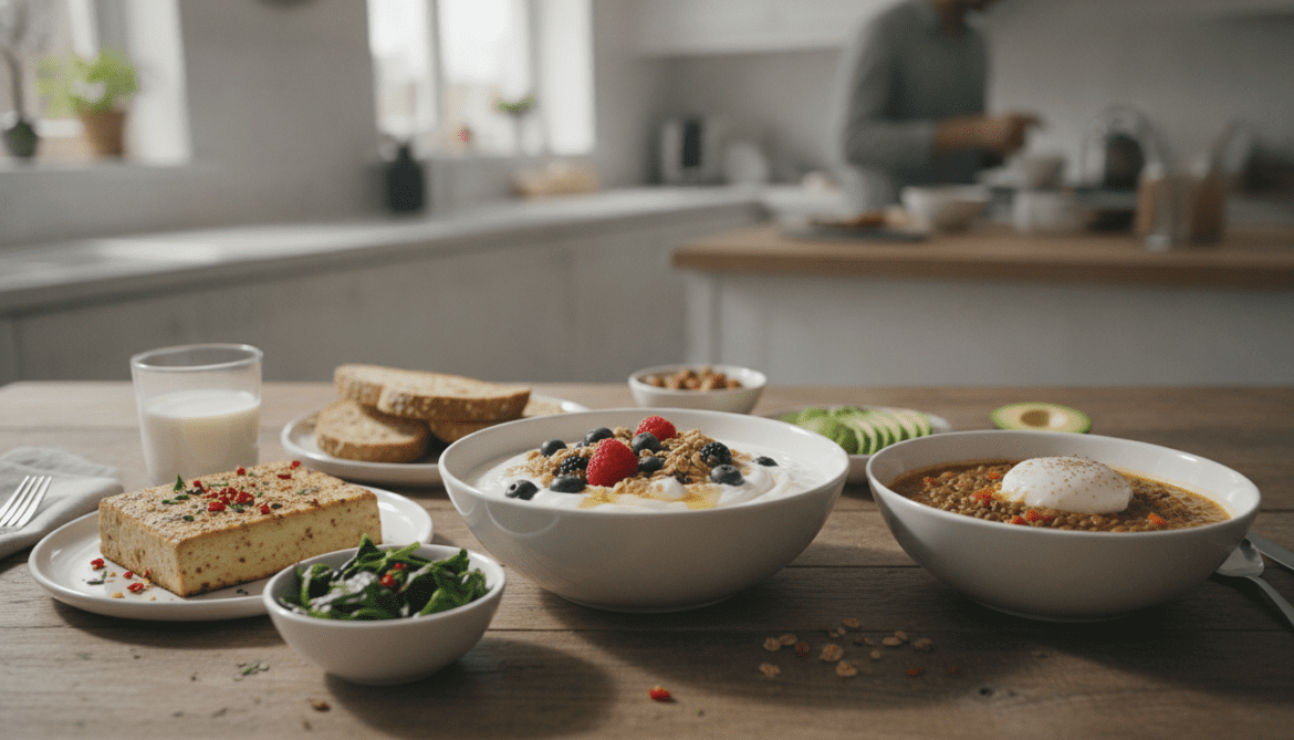 High-protein egg alternatives like Greek yogurt, tofu and lentils offer balanced breakfasts