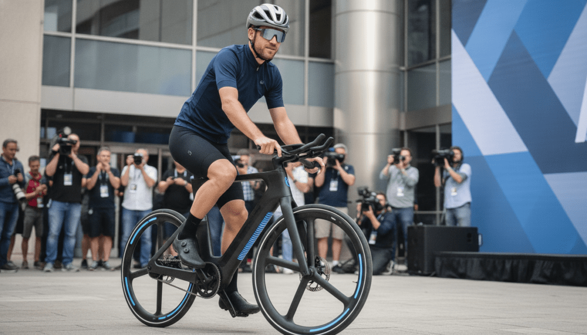 Manuel Neuer Cycles to Press Conference in Winston-Salem on High-Tech Bike