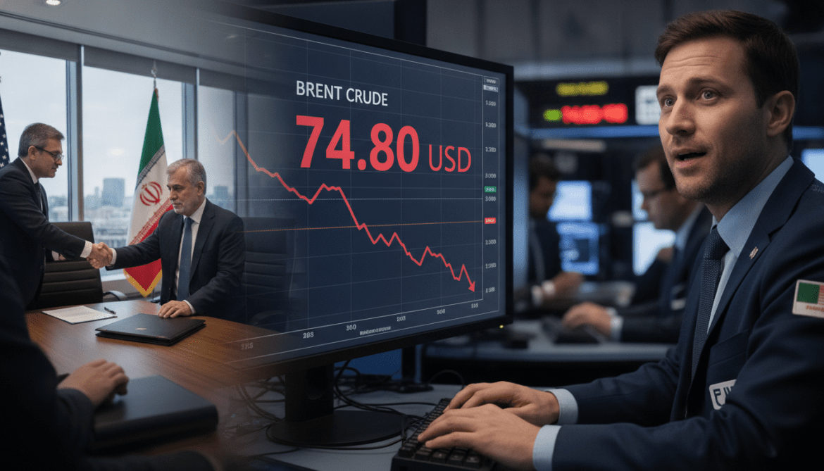 Brent crude drops below $75 amid progress in US‑Iran negotiations