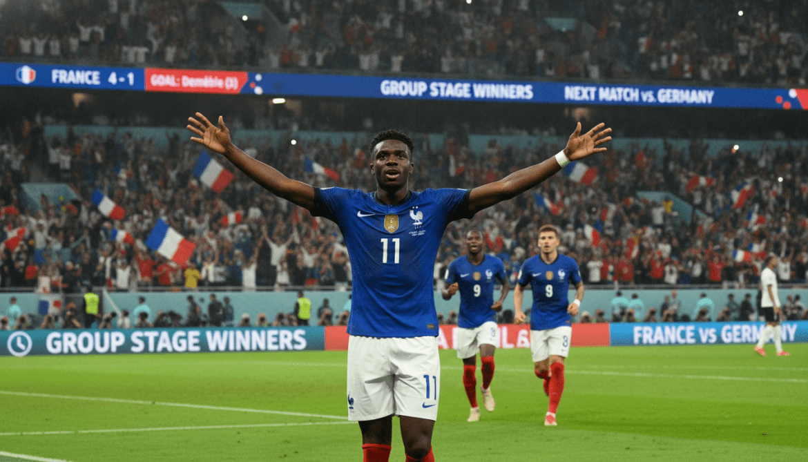 Dembélé hat-trick sends France to 4-1 group win, sets up Germany clash