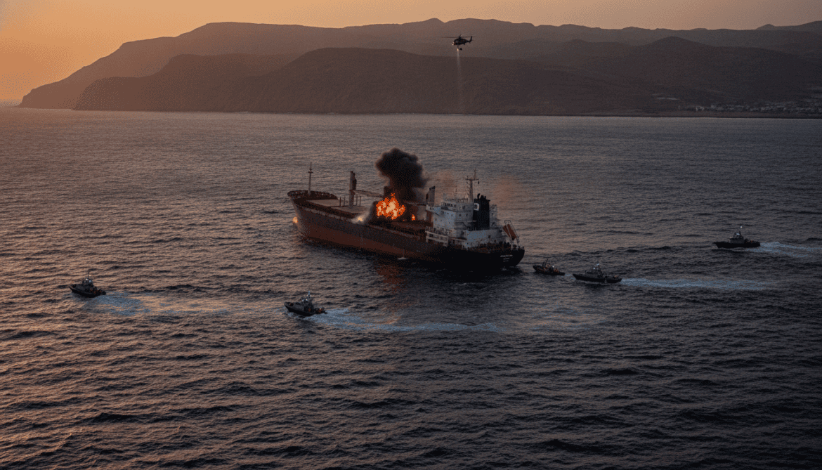 Cargo Vessel Attacked Off Yemen's Red Sea Coast as UKMTO Urges Caution