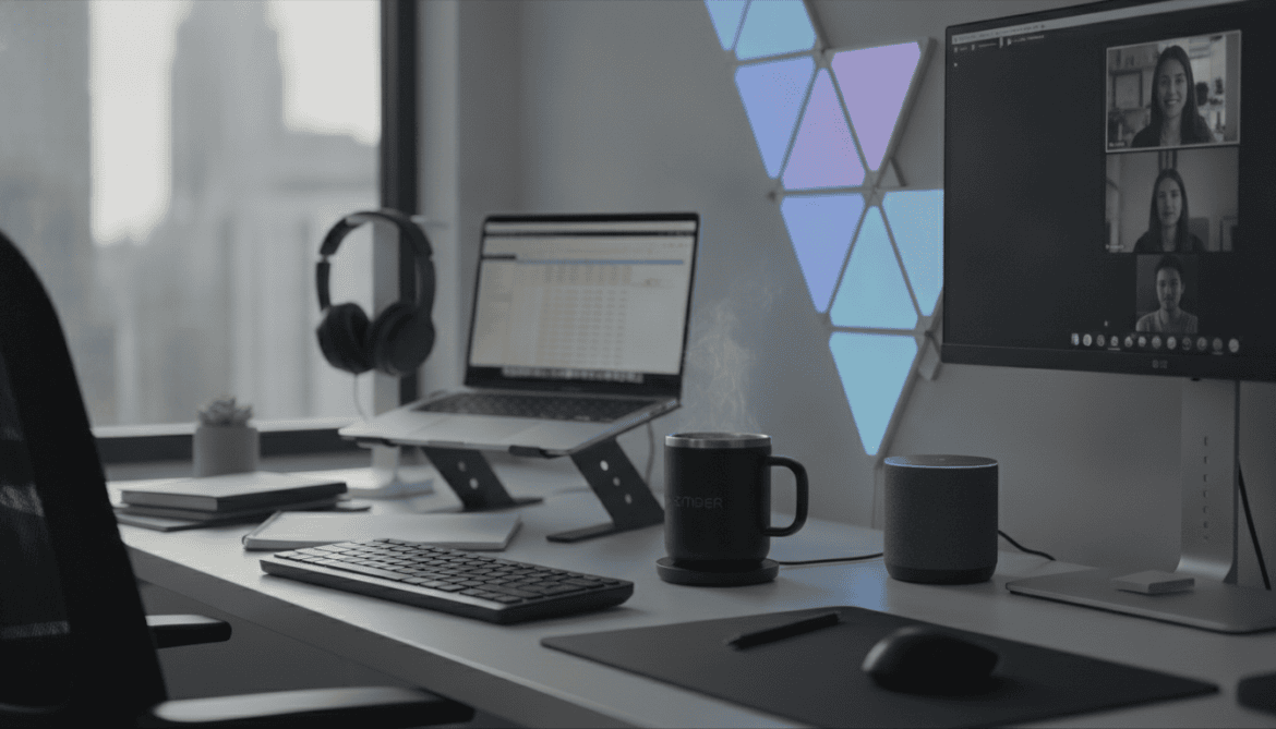 Desk gadgets boost productivity with Ember Mug Echo Dot and Govee panels