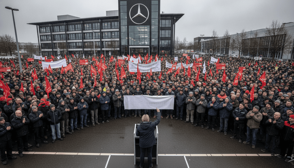 Mercedes workers launch mass protests as IG Metall warns of nationwide strike