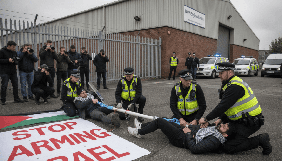UK police arrest pro-Palestine activists blocking UAV Engines site owned by Elbit