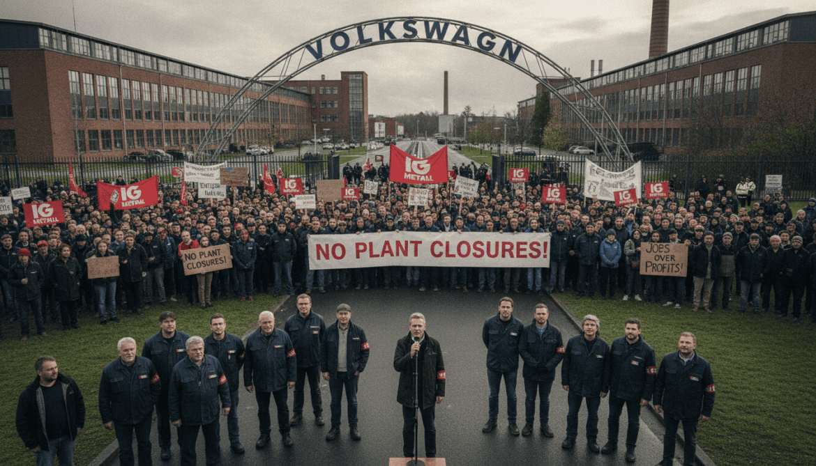 Volkswagen confronts nationwide IG Metall protests over planned plant closures
