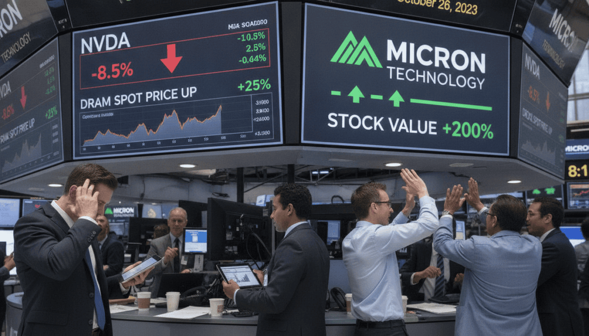 Nvidia stock falls as DRAM prices surge, Micron triples value