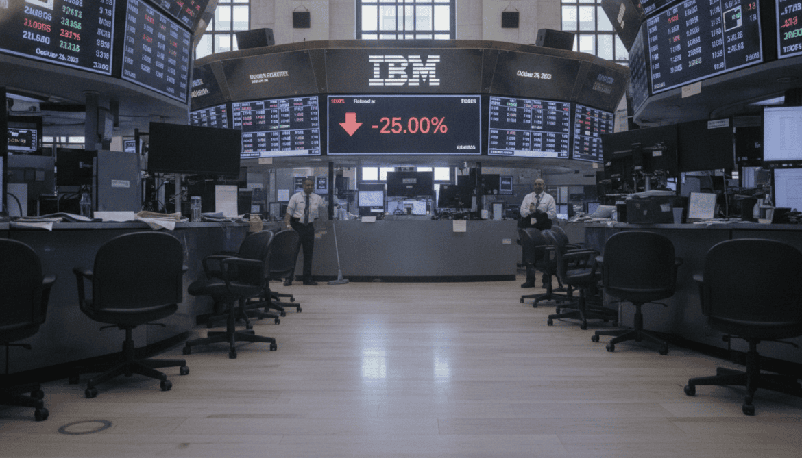 IBM misses earnings and revenue, shares plunge 25% in largest daily drop since 1987