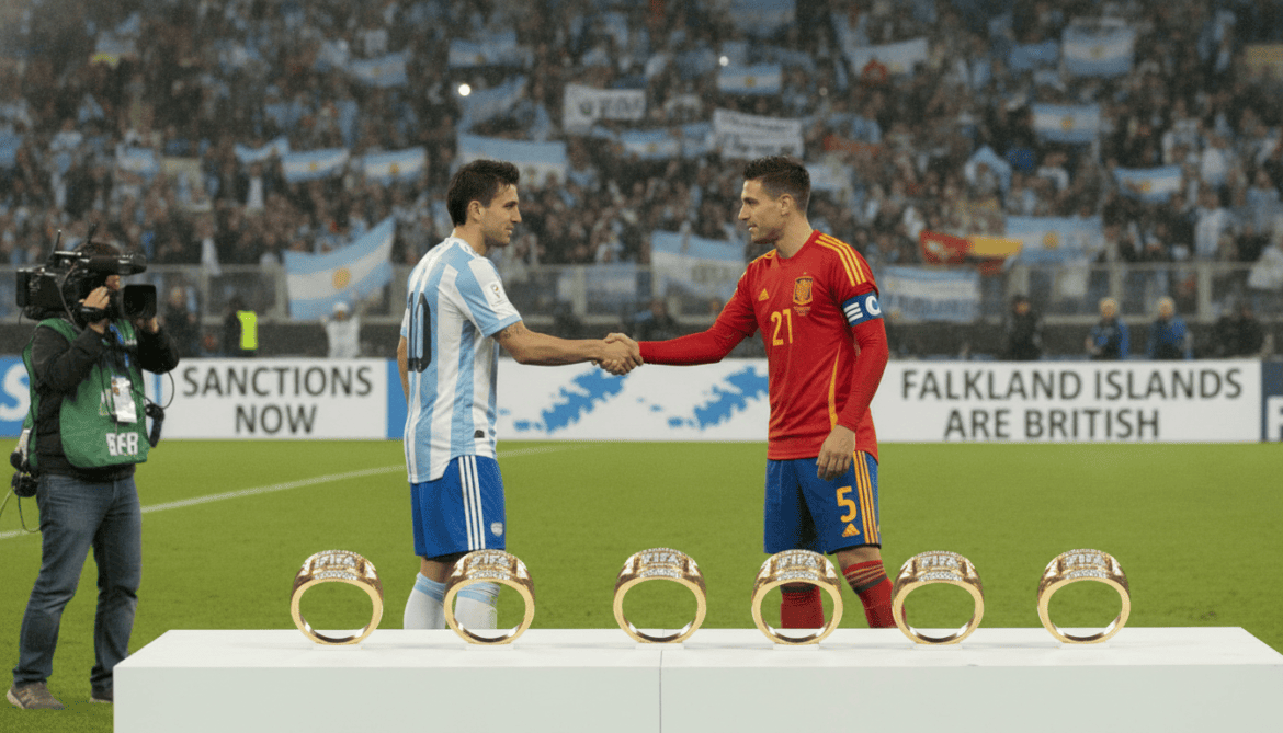 FIFA awards rings after Spain-Argentina match as Falkland Islands demand sanctions