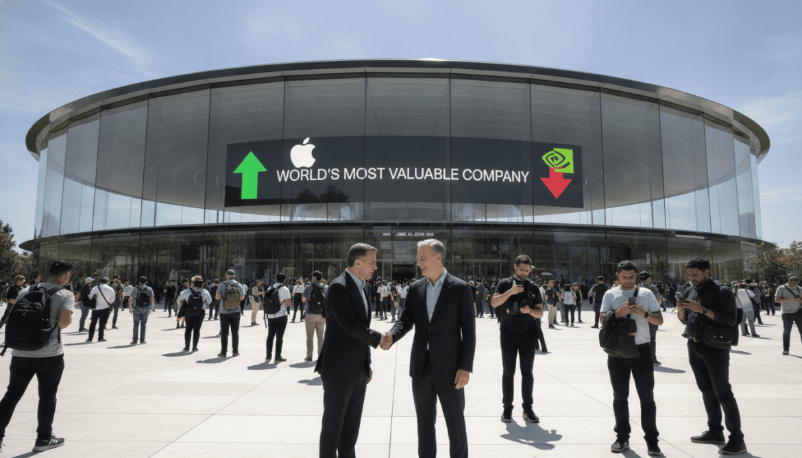 Apple briefly retakes world's most valuable company crown as Nvidia slips