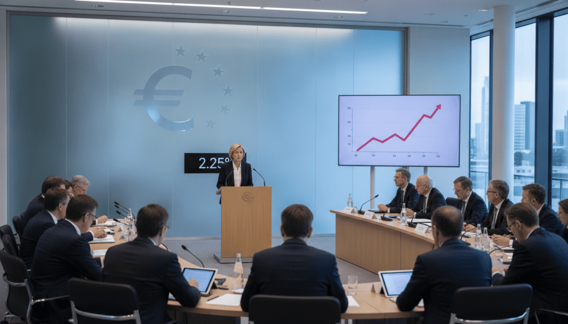 ECB holds deposit rate at 2.25 percent as inflation remains above target