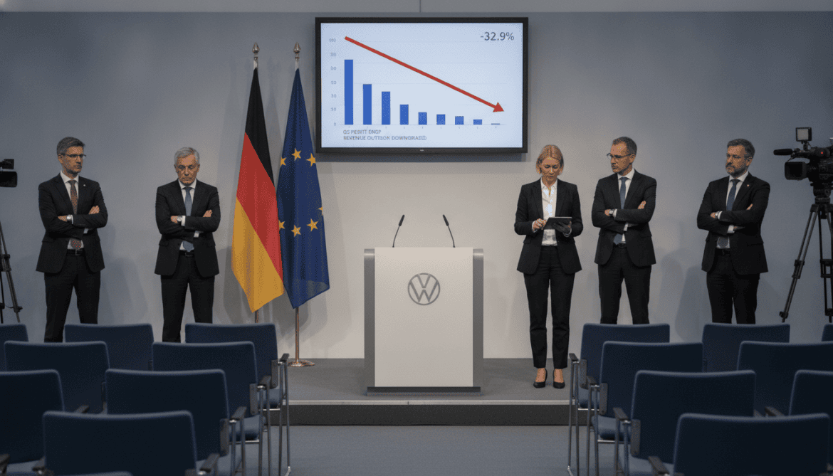 Volkswagen posts 32.9% Q2 profit drop, downgrades revenue outlook