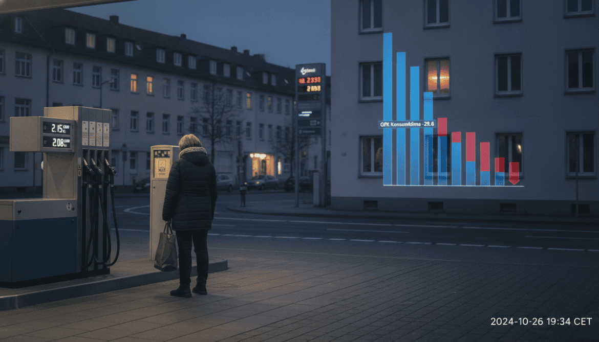German consumer sentiment falls to minus 29.6 as fuel prices rise