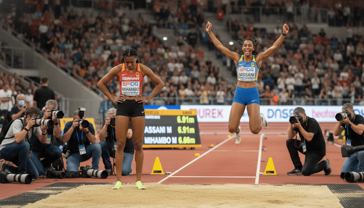 Malaika Mihambo misses German long jump title as Mikaelle Assani wins