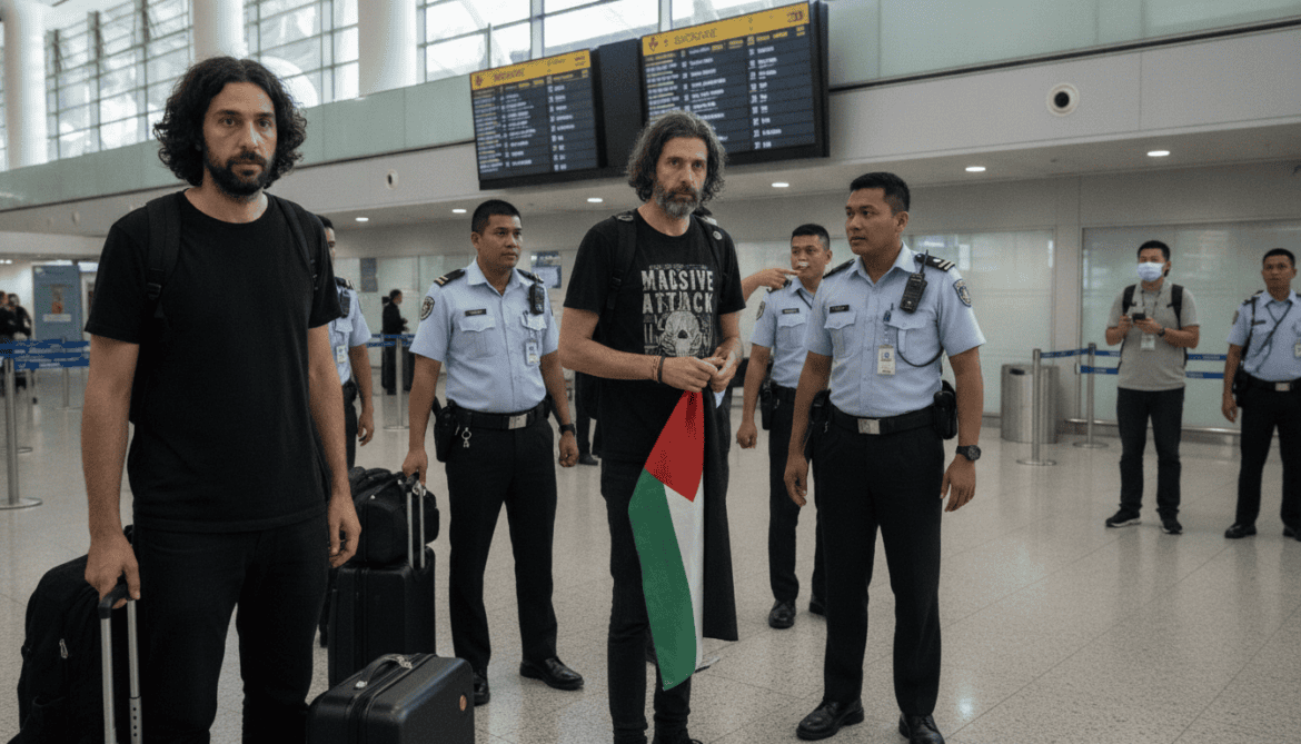 Massive Attack barred from re-entering Singapore after unfurling Palestinian flag